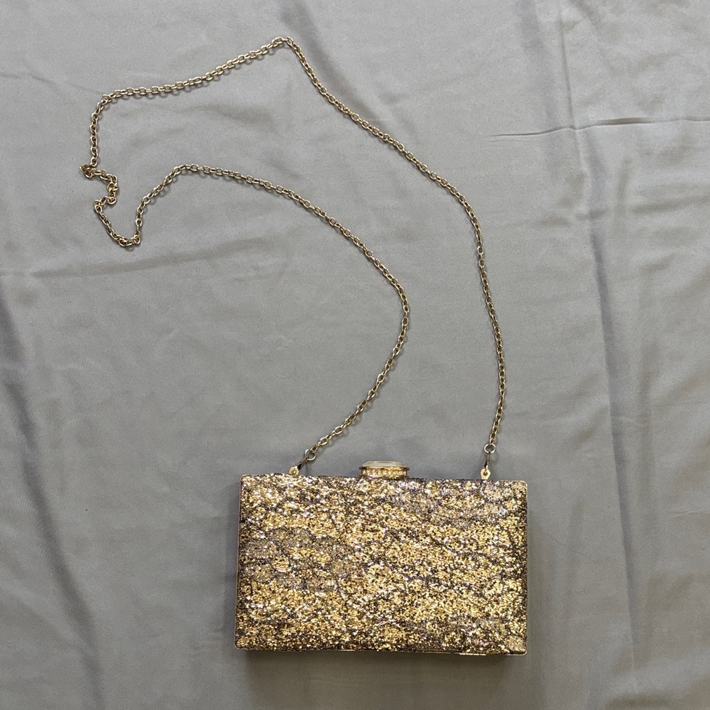 Elegant Gold Glitter Evening Clutch